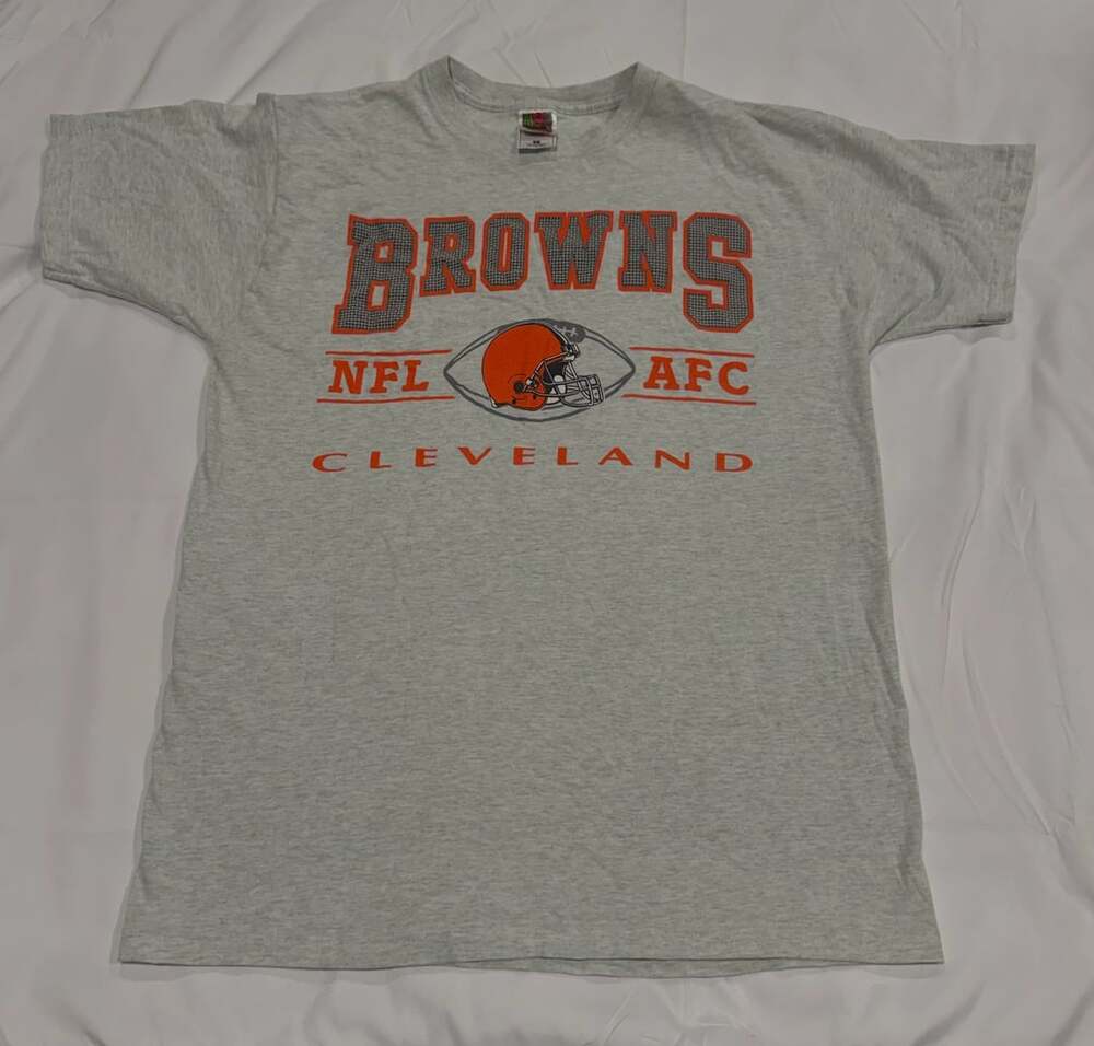 90’s Fruit Of The Loom Cleveland Browns Size L Grey T-Shirt Vintage